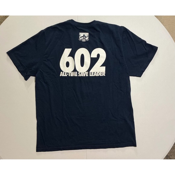 Nike Mens New York Yankees Mariano Rivera Mo Knows Saves T-Shirt Navy Blue XL - Picture 2 of 5